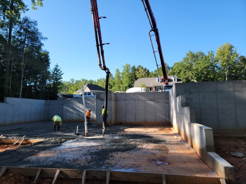 Poured concrete retaining wall installation in Charlotte NC by ARG Concrete