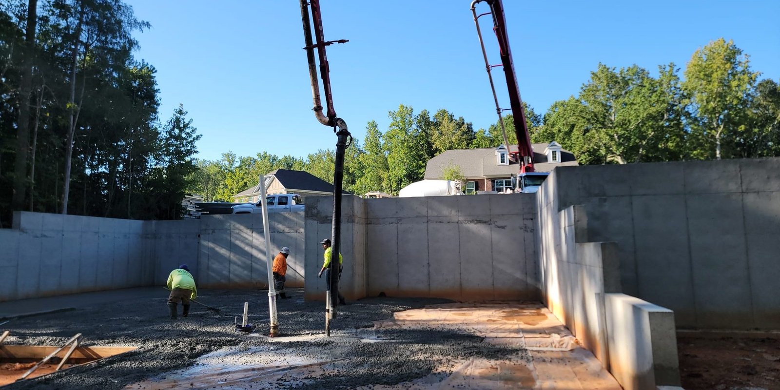 Poured concrete retaining wall installation in Charlotte NC by ARG Concrete